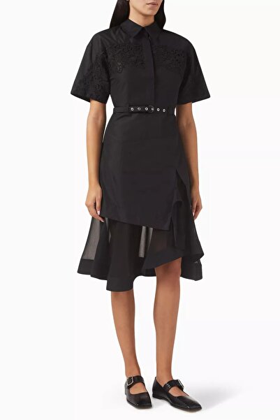 3.1 Phillip Lim Cascade Hem Shirt Dress with Lace and Poplin Detail, Stylish and Feminine
