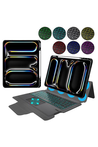Petite Tuds Protective Case with Keyboard for iPad Pro 13 2024, Petite Tuds, KeyTab Pro, S37, Hard Plastic, Inte