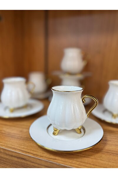 hediye Esterhomedecor Set of 6 Porcelain Coffee Cups with Legs