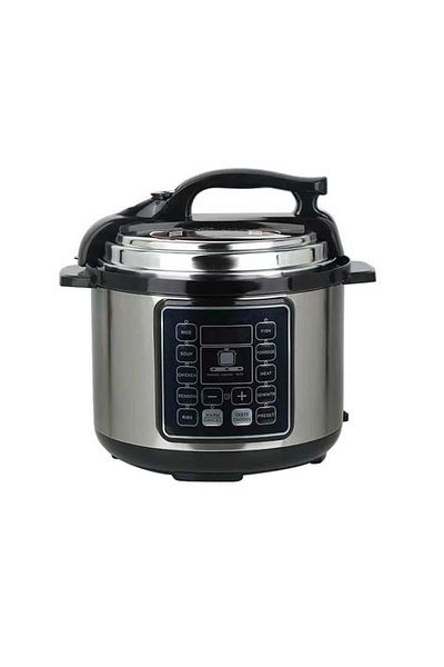 FOXMAG24 Multicooker 6L, 14 programe, gătit sub presiune, control al temperaturii, oprire automată, menținere la cald, negru/argintiu
