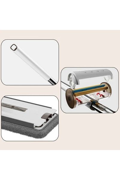 FOXMAG24 Foldable mop with 4 microfiber cloths, drying system, 360° rotation, 137×45×11 cm, white/gray