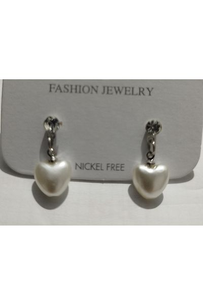 ÖZGE-S MODA Women's Pearl Heart Earrings