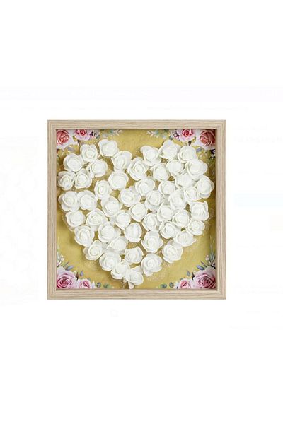 OEM Cutie decorativă din lemn cu trandafiri albi 30x3,5x30cm