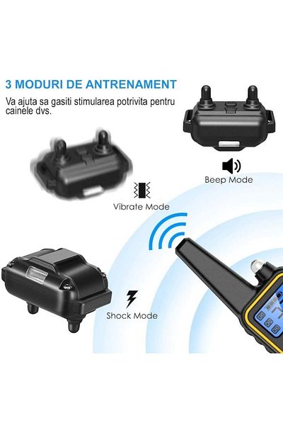 FOXMAG24 Zgardă electrică de dresaj pentru câini, impermeabilă, rază de acțiune 800 m, 99 de niveluri de vibrație, până la 70 cm, neagră