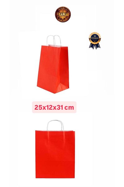 figanlar ambalaj 1St Quality 5Pcs 25X12X31Cm Kraft Quality Twist Handle Red Carton Bag/Paper Gift Bag