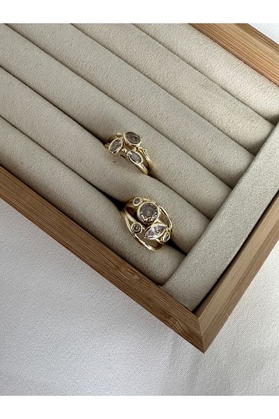 ringbox Set of 2 Colorful Stone Gold Rings