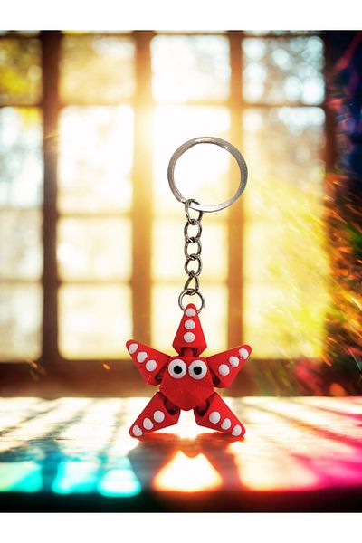 Shuttle Park Special Stylish Design Sea Star Cute 3D Hard Plastic Movable Keychain Gift Accessory 1Pcs