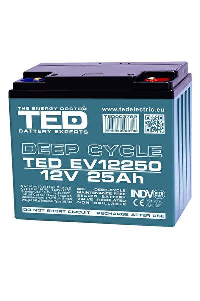TED Electric Baterie Reincarcabila M5 12V GEL VRLA 25Ah, Dimensiuni 181x76x16...