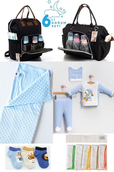 Pimadyo Large Maternity Set (Hospital Release, Shoulder and Backpack, Blanket, 10-Piece Wipes and 3-Piece Socks)