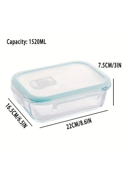 CİHO 1520 ml Glass Lockable Vacuum Rectangular Storage Container with Airtight Lid
