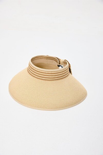 Haşema Fiyonk Detaylı Katlanabilir Bej Kahve Vizör Plaj Şapkası 17