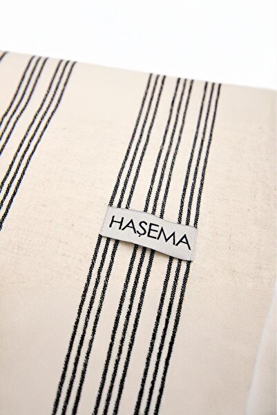 Haşema Krem Renk Çizgili Peştemal 90x180