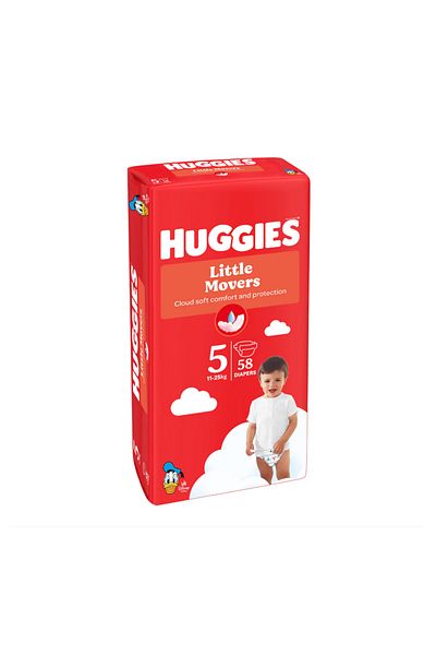 Huggies HUGGIES Little Movers diapers, Size 5, 11-25 kg, 58 pcs