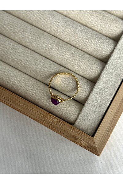 ringbox Steel Tarnish Purple Stone Ring