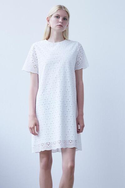 By Mare Style Dory Dress-Organic Cotton White Mini Tunic Guipure Dress