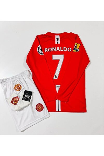 After Party M.Unitedd Moskova 2008 Sezonu Cristiano Ronaldo Uzun Kol Çocuk Forması 4'lü Set (ARMALI) vs atlet AG