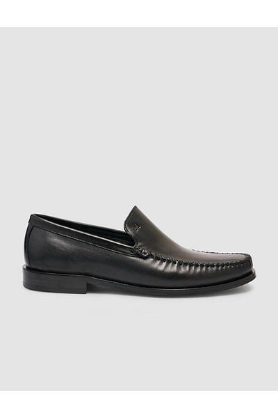 Cabani 100% Genuine Leather Black Men's Stitched Classic Shoes