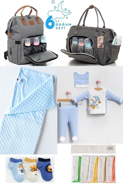 Pimadyo Large Maternity Set (Hospital Release, Shoulder and Backpack, Blanket, 10-Piece Wipes and 3-Piece Socks)