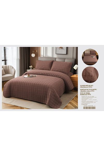 FIONNA.RO Premium 4-Piece Duvet Cover and Fitted Sheet Set - Brown
