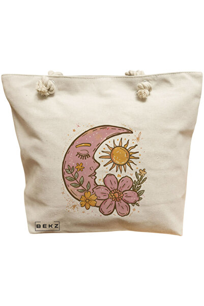 BEKZ Τσάντα Tote Sunny Moon Beach, 40x51 cm, Κρεμ, BEKZ®