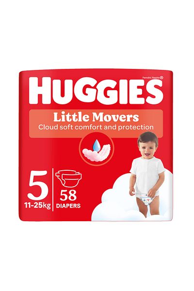 Huggies HUGGIES Little Movers diapers, Size 5, 11-25 kg, 58 pcs