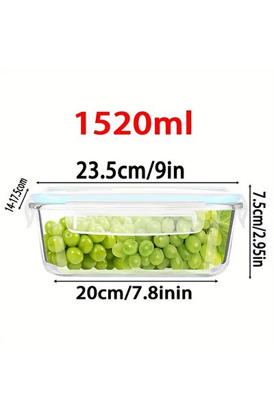 CİHO 1520 ml Glass Lockable Vacuum Rectangular Storage Container with Airtight Lid