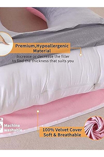molody G-Shaped Pregnancy and Breastfeeding Pillow with Removable Velvet Cover