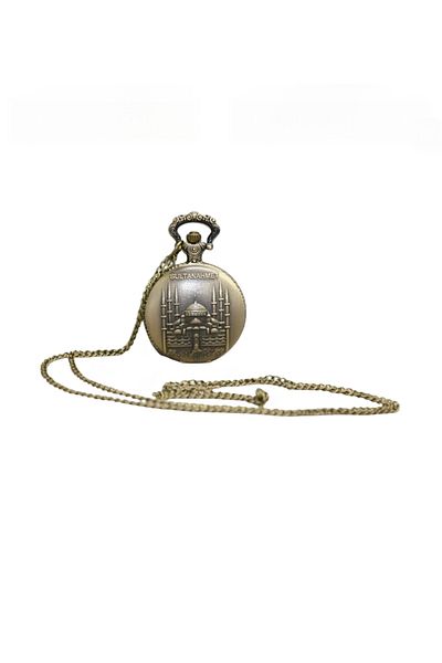 Wolawood Nostalgic Ottoman Style Sultanahmet Mosque Chain Pocket Watch – Vintage Special Gift with Metal Chain