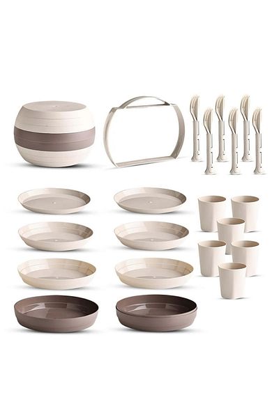 FORSACE Compact Sphere Portable 24-Piece Picnic and Camping Dinnerware – Picnic Set for 6