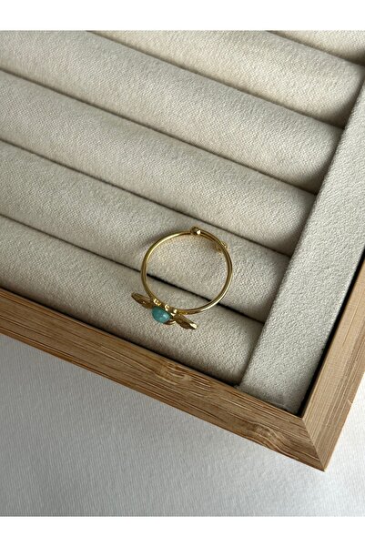 ringbox Steel Tarnish-Free Turquoise Stone Bee Ring