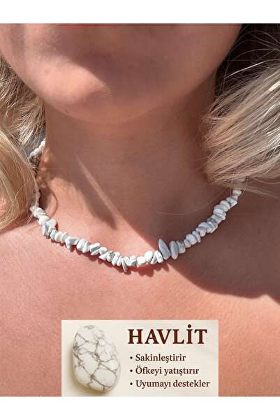 Vinlora Design قلادة من الحجر الطبيعي هافليت روك - إكسسوار أنيق مصنوع يدويًا ...