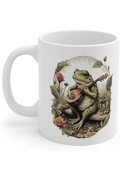 NETWORK ART Print Dore Frog Playing Guitar Coffee Mug - English Coffee Mug