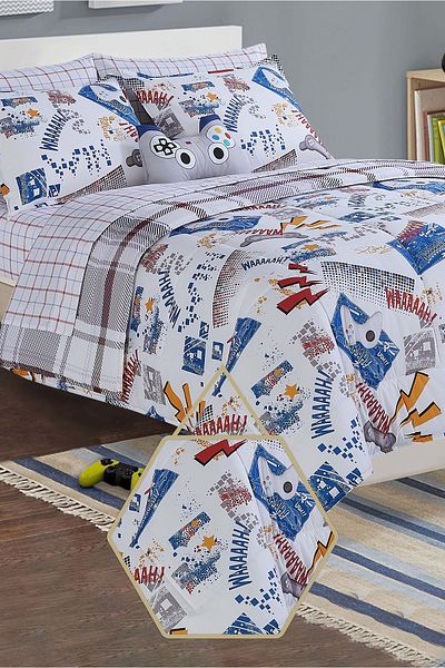 Bee Home Bed and Bath Juvi Game Boys | 8 Pieces Full Comforter Set - 228 X 223 Cm - Gamers
