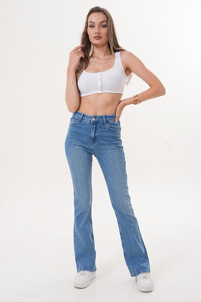 BIG LESSON Women's High Waist Flared Jeans