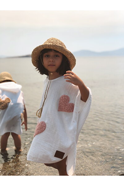 DERY BABY معطف موسلين بغطاء للرأس للأطفال من عمر 1 إلى 5 سنوات (قلب)