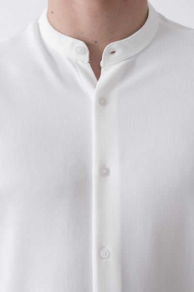 İLKCET MODA Men's White Judge Collar Lycra Shirt