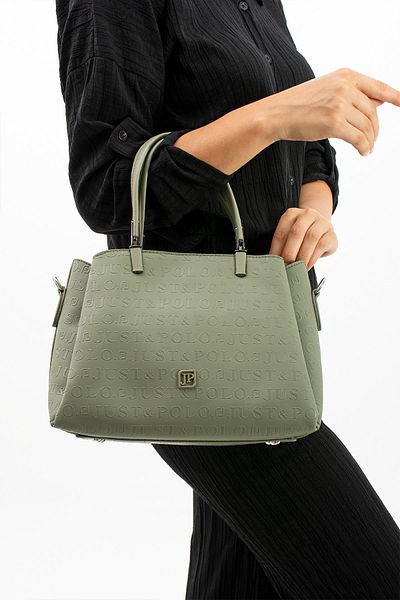 Just Polo Women's Embossed Printed Vegan Cross Shoulder and Hand Bag