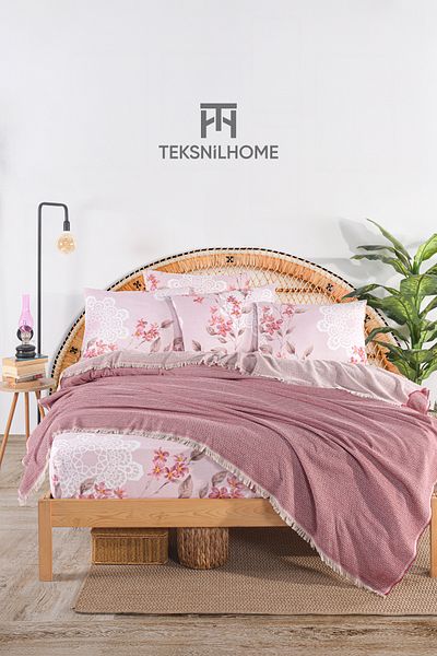 TeksNil Home 100% Cotton Oslo Double Claret Red Pique Set (Elastic Sheet, Pique, Pillow Case)