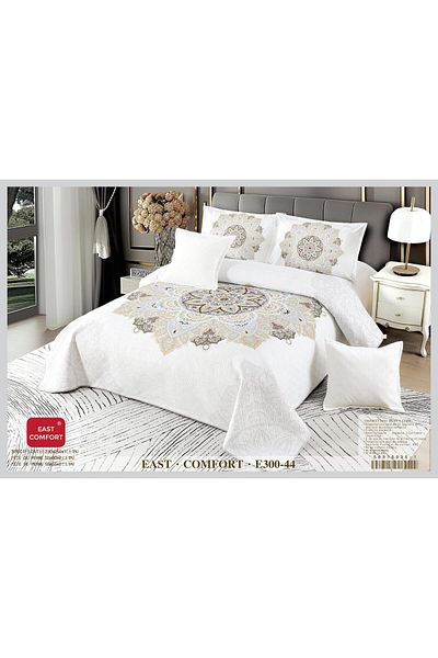 FIONNA.RO 5 Piece Velvet Duvet Cover Set - White Mandala