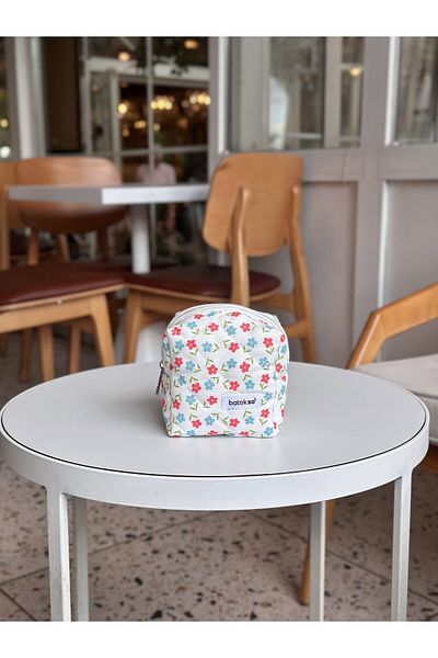 Batekso Fuchsia Floral Patterned Makeup Bag - Small Size