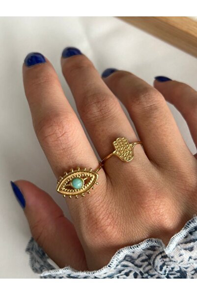 ringbox Steel Tarnish-Free Fatma Mother's Hand Ring