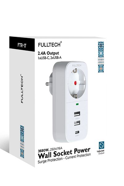 Miracle Omni 2.4A Output 2Xusb 1Xtype-C Single Socket Ftr-17