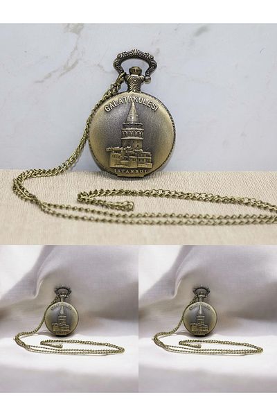 Wolawood Nostalgic Galata Tower Chain Pocket Watch Ottoman Style Vintage Metal Antique Watch with Chain Special Series