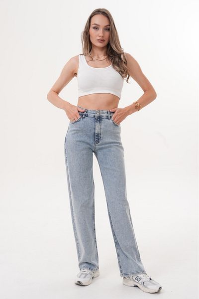 BIG LESSON Women's High Waist Pipe Leg Jeans