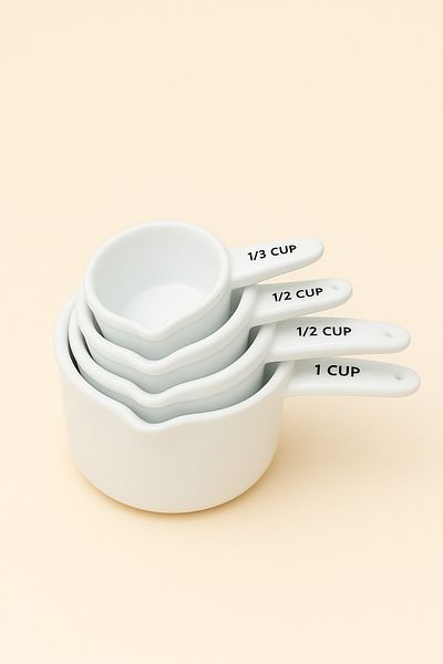 Mirilliahome Set of 4 Ceramic Measuring Cups – White Cup Scale Spoons