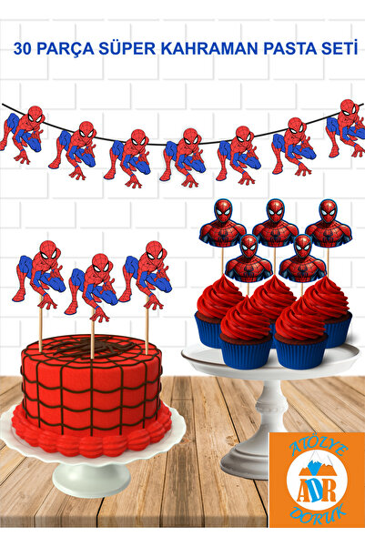 Atölye Doruk 30 PARÇA Lux Set Süper Kahramanlar Doğum Günü Parti Seti-Pasta S...