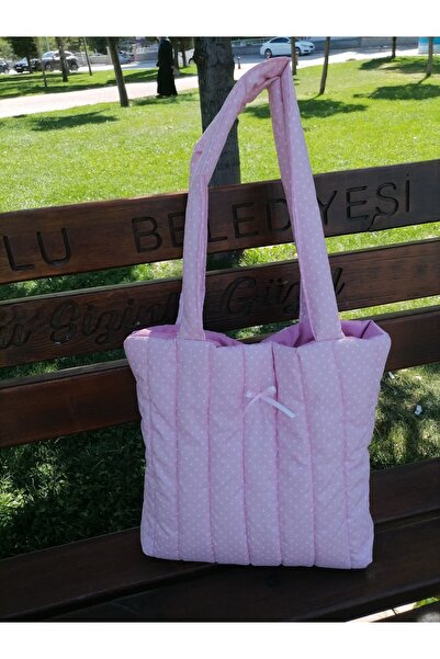 Handmade Geantă roz cu mânecă puf, geantă de umăr, geantă de umăr roz, geantă...