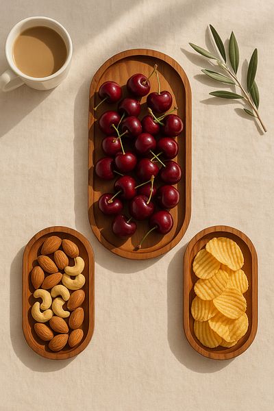 Mirilliahome Set of 3 Wooden Presentation Plates – Natural Serving and Breakfast Presentation Plates