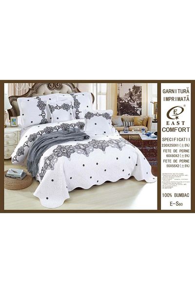 FIONNA.RO 5 Piece Duvet Cover Set - White With Grey