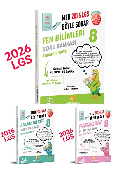 SİNAN KUZUCU YAYINLARI 2026 LGS 8.sınıf fen bilimleri-anlam bilgisi-paragraf ...